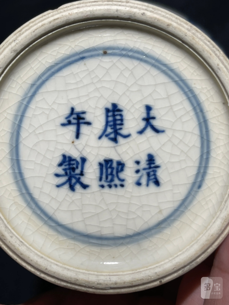 清晚期 浆胎青花折桂图梅瓶一对 - 图25